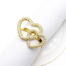 Vajilla de hotel Día de San Valentín hebilla para servilleta cuerda trenzada amor doble anillo para servilleta anillo para servilleta aleación fabricantes mayoreo