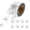 Rollo de Pegatinas de Copo de Nieve de Papel de Aluminio Dorado y Plateado, Etiqueta Navideña Transparente Redonda Autoadhesiva, Pegatina para Sobre con Estampado en Caliente