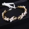 Tocado de flores para novia, cinturón para el cabello, accesorios de boda, accesorios para vestido de novia, nueva cadena suave con diamantes de imitación y flores de concha para mujer