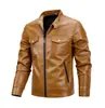 Nueva chaqueta de cuero para hombre para otoño e invierno, chaqueta de cuero de trabajo, abrigo casual, ropa masculina moderna estilo coreano, elegante, forrada de polar y engrosada