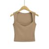 Chaleco ajustado de primavera para mujer, estilo europeo y americano, con cuello en U, hombros estrechos y cuello cuadrado, C75555