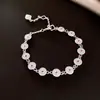 Pulseira Redonda com Zircônia Banho de Ouro 18K, Estilo Europeu e Americano Transfronteiriço, Pulseira de Luxo Leve de Alta Qualidade, Joia de Mão Exquisita e Elegante para Mulheres