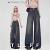 Jeans Rectos de Pierna Ancha Gris Cemento Retro Americano de Moda 2025 para Mujeres Petites, Pantalones Sueltos de Cintura Alta