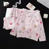 Pijama Infantil Feminino Estilo Novo 2026 Manga Longa Gola Reversível Primavera e Outono Algodão Nuvem Fino Conjunto de Roupa de Casa para Crianças Maiores