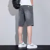Shorts Jeans de Lyocell Tencel Finos de Verão para Homens, Marca da Moda Soltos Retos de Seda Gelada Casuais de Comprimento Médio
