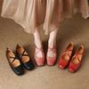 Precio de Fábrica ~ Zapatos Bajos Planos de Punta Cuadrada Primavera 2025 Piel Lavada Correa Cruzada Zapatillas de Ballet Femeninas Principal