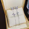 Brincos de Franja Borboleta com Zircônia Longa Super Brilhantes Luxo Leve Sentido de Alto Padrão Brincos de Nicho Moda Feminina Brincos Elegantes Atacado