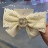 Encaje floral Lazo de perlas Pinza de resorte dulce linda accesorios para el cabello versátiles temperamento elegante pastoral retro