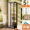 Vitrina de cristal con cerradura, totalmente transparente, con luces, gabinete a prueba de polvo para uso doméstico, vitrina de sala de estar, estante de exhibición de modelos