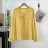 Colección Otoño 2026: Cárdigan de terciopelo con lunares para mujer, estilo japonés, cuello en V, para atar, manga larga, top de camisa, venta al por mayor
