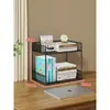 Estante de almacenamiento de escritorio, organizador de escritorio multicapa, estantería de mesa de hierro para dormitorio de estudiante, estante escalonado para escritorio de oficina