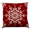 Amazon Temu Más Vendido Funda de Almohada de Algodón Estampada Roja Navideña Cojín para Sofá Cojín para Coche