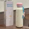 Taza termo con pajita de acero inoxidable 316 con correa para colgar, alto atractivo estético, portátil, compacta, adecuada para estudiantes, taza para beber linda