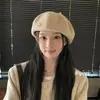 Boina Brillante Estilo Coreano 2025 para Mujer, Sombrero Calabaza de Gran Circunferencia para Otoño e Invierno, Sombrero Versátil Británico para Adelgazar el Rostro