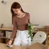 [Causa del color del cristal] Camiseta interior estilo coreano adelgazante de cuello bajo ultrafina de cuello redondo grande ropa interior térmica top adelgazante ajustado para mujer