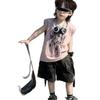 2025 Nuevo Estilo de Verano Pantalones Cargo Estilo Retro para Niños Conjunto de Dos Piezas Chaleco sin Mangas + Pantalones de Cinco Puntos Suaves Tendencia Dream