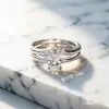 Tonglin nuevo anillo transfronterizo tendencia de moda anillo de plata esterlina s925 juego de anillos circonita en forma de gota anillo en V para mujer