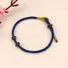Pulsera de Cuerda Tejida a Mano de Ocho Hilos Producto Semi-Terminado, Adecuada para Ensartar Cuentas, Accesorios Dorados, Pulseras DIY para Parejas, Hilo Rojo para el Año de Nacimiento