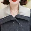 Elegante abrigo de otoño para madres con solapa grande, chaqueta corta para mujer, nueva chaqueta holgada de talla grande para primavera y otoño para mujeres de mediana edad y mayores