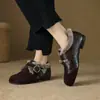 Zapatos Planos de Cuero Retro Estilo Francés para Mujer 2024 Nuevos Zapatos de Invierno y Otoño con Profundidad Engrosada Zapatos de Algodón Cómodos