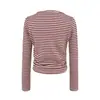 Conjunto de Mujer Coreano Estilo Coreano Retro Camiseta de Manga Larga a Rayas para Mujer Cuello en U Ajustado Sexy Espalda Descubierta Adelgazante Top Base
