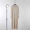 Vestido de Punto Coreano Extra Largo por Encima de la Rodilla para Mujer Otoño e Invierno, Suéter Vestido Base Holgado Estilo Perezoso