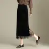 Saia Elegante de Patchwork de Renda para Mulheres, Nova Moda Outono 2026 Cintura Alta Emagrecedora Reta de Comprimento Médio
