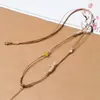 Cordón de Cuero Hecho a Mano Cordón de Collar de Alta Calidad Cordón para Colgar Colgante Delgado Estilo Delgado Extremadamente Delgado Candado Dorado Colgante Pequeño Jade Clavícula Simple