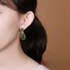 Pendientes de jade de alta calidad combinables exagerados elegantes estilo clásico simples con pasador de plata de ley 925 pendientes largos