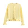 Moda de invierno comercio exterior nuevo abrigo de punto de cuello redondo abotonadura simple manga larga estilo europeo y americano ropa de mujer