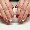 Artículo popular de comercio exterior: Set de arte para uñas de otoño e invierno de 24 piezas con diseños de nuez y hoja de arce, versátil y atmosférico, uñas postizas brillantes de forma cuadrada corta, al por mayor