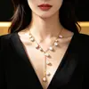 Collar de Perlas con Borlas de Temperamento Retro Nicho Lujo Ligero Sensación de Alta Gama Cadena de Perlas para Clavícula Collar Largo de Perlas en Forma de Y