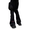 Jeans Bordados de Diseño Retro Americano de Nicho Transfronterizos para Hombre Pantalones Acampanados Y2K Sueltos de Pierna Ancha Pantalones de Longitud al Suelo