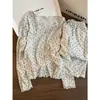 Conjunto de Pijama con Cuello en V para Mujer, Conjunto de Manga Larga y Pantalón Largo para Primavera/Otoño, Estilo Influencer de Internet, Ropa Casual para el Hogar, Tallas Disponibles, Venta al por Mayor Transfronteriza
