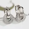 Ear Cuff de Doble Aro Completo de Circonita Diamantada Estilo Coreano de Moda de Alta Gama Nicho Aro de Pendiente para Mujer Aro de Oreja Redondo con Circonita Micro pavimentada