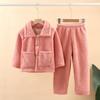 Novo pijama de flanela infantil terno bebê outono e inverno engrossado coral fleece meninos e meninas casa vestir roupas infantis atacado