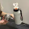 Caneca isolada de aço inoxidável elegante com filtro, grande capacidade, portátil para uso ao ar livre, copo de água para presente com isolamento a vácuo, suporta personalização