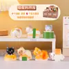 Gato Pai Feliz e Sem Preocupações Caixa Surpresa Giratória Figura de Desenho Animado Criativa Decoração de Mesa de Escritório Ornamento de Mesa Presente