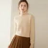 Suéter de Cachemira de Solapa Alta de Cachemira Otoño e Invierno Nuevo para Mujer Holgado Adelgazante Camisa Básica Suéter Pulóver de Manga Corta Larga