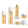 Materiais de embalagem para conjunto de skincare em frasco de vidro roxo, frasco reto redondo, materiais de embalagem cosmética de alta qualidade atacado, tampa de rosca com fundo grosso personalizada