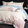 Juego de Cama de Cuatro Piezas Bordado de Terciopelo de Leche de Lujo Ligero, Sábanas y Funda de Edredón Gruesas de Doble Cara de Gama Alta, Ropa de Cama de Sábana Ajustada de Invierno