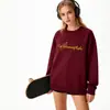Moletom de Algodão Pesado para Casais, Corte Amplo, Gola Redonda, Pulôver sem Capuz, Versátil, Quente, Blusa Estampada para Outono e Inverno
