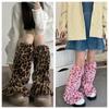 Calcetines con estampado de leopardo otoño e invierno cálido conjunto de pierna de felpa personalidad chica hot Y2K subcultura calcetines para la pierna mujer calcetines de felpa