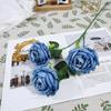 Flor de Rosa de Ensueño de 3 Cabezas, Rama Única, Rosa Redonda, Arreglo Floral de Boda Coreano, Material para Boda, Decoración de Fiesta con Globos para Salón de Bodas
