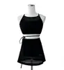 Ropa de baño Sexy de Encaje Transparente de Alta Gama, Estilo Diosa, Pura Tentación, Estilo Pequeño Chanel, Falda con Abertura, Espalda Descubierta, para Baño en Aguas Termales, para Mujer