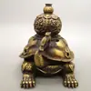 Quemador de Incienso Antiguo de Latón Viejo Tortuga Dragón Muebles para el Hogar Colección Antigua Quemador de Incienso Calabaza de Cobre Tortuga Dragón Muebles