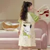 Pijama de Verano Fino para Niñas, Shorts de Manga Corta, Ropa de Casa para Niños, Ropa de Dormir Transpirable para Niñas Tallas Medianas y Grandes, Camisón