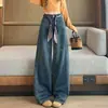 Tiro real Versión Azul Ámbar A Jeans de Pierna Ancha Mujer 2026 Nuevo Forma de Pera Holgado Estilo Perezoso Pierna Recta Pantalones de Pierna Grande