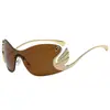 Gafas de Sol Sin Montura de Estilo Nuevo Europeo y Americano, Diamante Cisne de Alta Gama, Una Pieza, Personalizadas, Versátiles, de Moda, Gafas para Mujer
