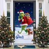 Cubierta de Puerta de Monstruo Peludo Verde Grinch Nuevo Transfronteriza Tela de Fondo Decoración de Atmósfera Cortina de Puerta Navideña Tela Colgante Cubierta de Puerta Tapiz